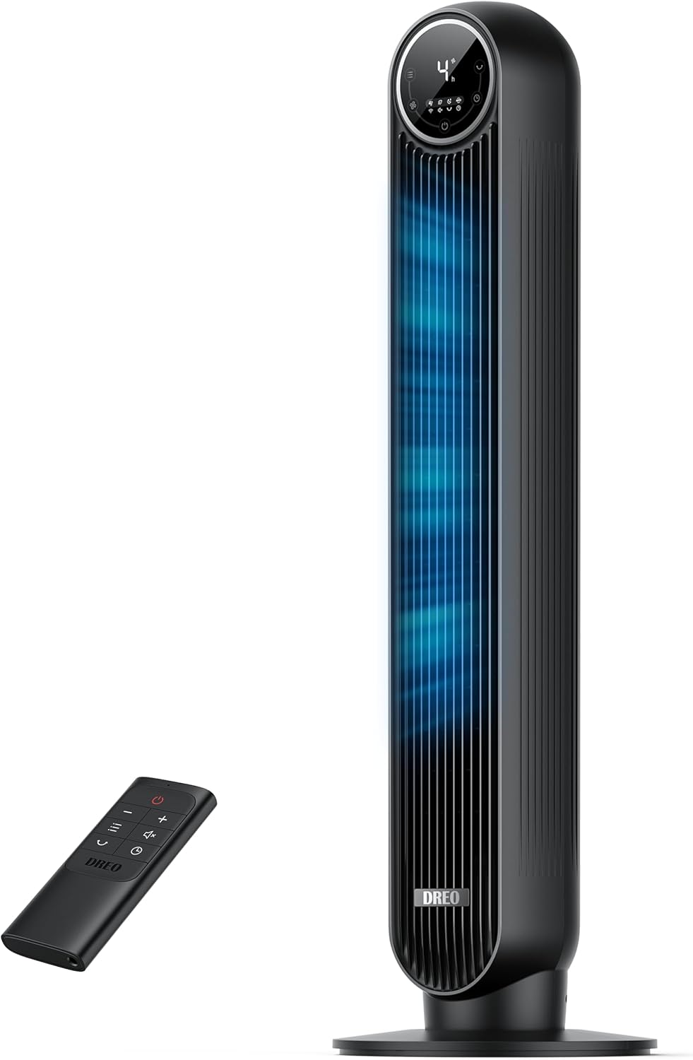 DREO 20dB Ventilateur Colonne Silencieux, 7,6 m/s, Oscillant 90°, 92 cm, Télécommande, 4 Vitesses, 4 Modes, Minuterie 8H, Noir - Nomad One