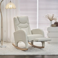 Fauteuil à Bascule d'Allaitement Ergonomique en Tissu avec Repose-Pieds Réglable