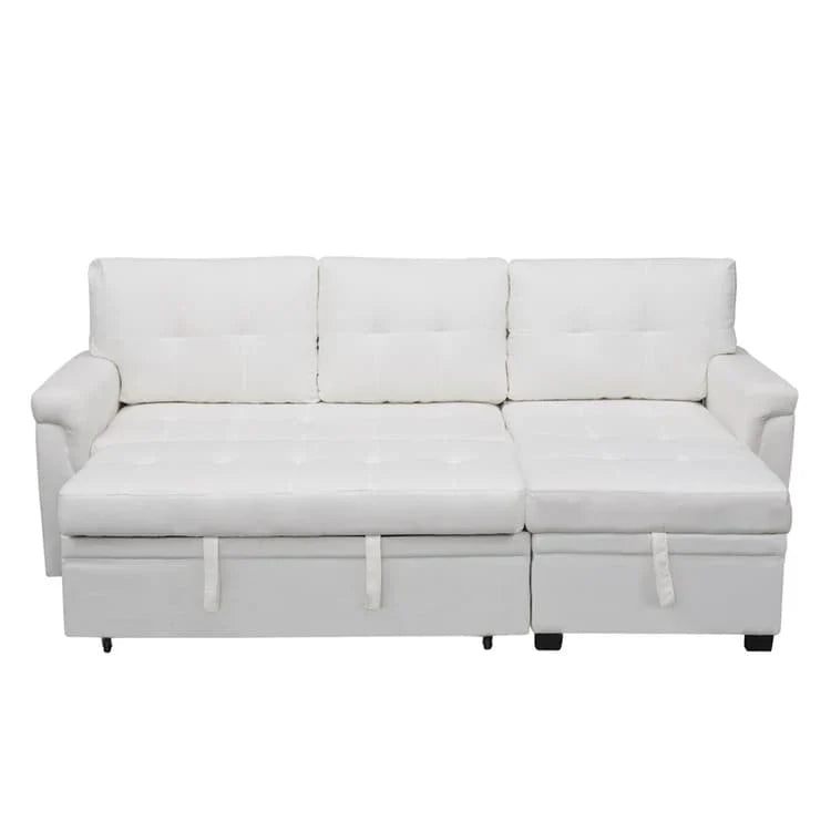Canapé sectionnel convertible réversible avec lit escamotable, méridienne de rangement dissimulée et pieds durables