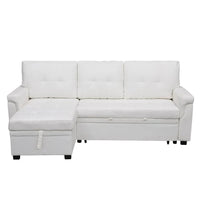 Canapé sectionnel réversible avec lit escamotable, méridienne de rangement dissimulée, pieds durables,