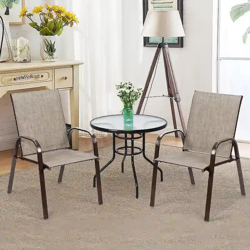 Costway Lot de 4 chaises de patio jardin terrasse cour avec accoudoir - Voir détails