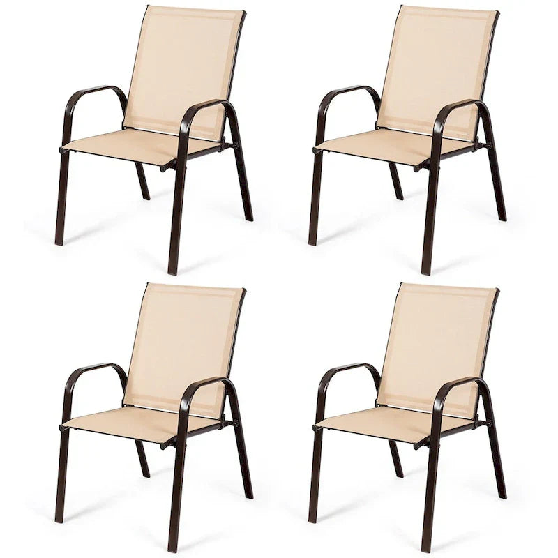 Costway Lot de 4 chaises de patio jardin terrasse cour avec accoudoir - Voir détails