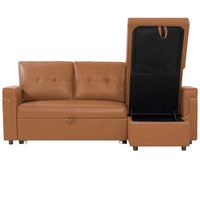 Canapé sectionnel réversible avec lit escamotable, méridienne de rangement dissimulée, pieds durables,