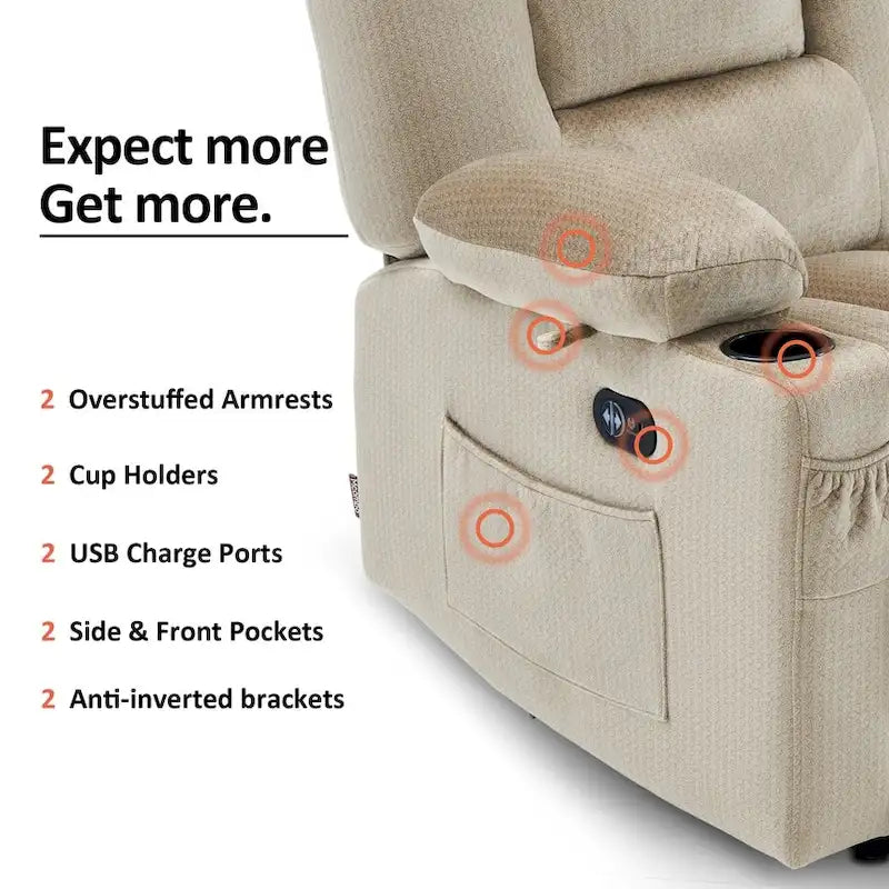Causeuse Inclinable Électrique MCombo avec Chaleur et Massage, Tissu PR648