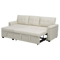 Canapé sectionnel convertible réversible avec lit escamotable, méridienne de rangement dissimulée et pieds durables