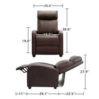 Fauteuil inclinable à dossier basculant en similicuir, marron / noir / gris / kaki / rouge / beige, simple