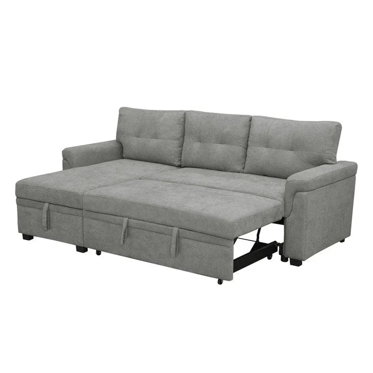 Canapé sectionnel convertible réversible avec lit escamotable, méridienne de rangement dissimulée et pieds durables