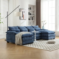 Canapé Sectionnel Canapé Nuage pour Salon, Canapé Moderne Forme U en Chenille/Bouclette, Canapé-Lit Modulable Confortable avec Double Méridienne
