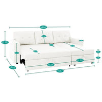 Canapé sectionnel convertible réversible avec lit escamotable, méridienne de rangement dissimulée et pieds durables