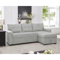Canapé sectionnel convertible réversible avec lit escamotable, méridienne de rangement dissimulée et pieds durables