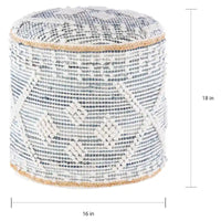 Sibille pouf cylindrique bohème en denim de 18 pouces