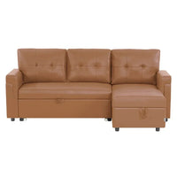 Canapé sectionnel réversible avec lit escamotable, méridienne de rangement dissimulée, pieds durables,